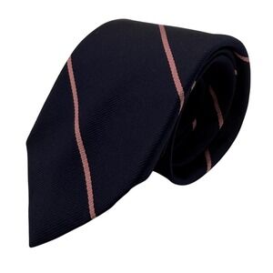 J.‎ Crew 100% Silk Handmade in USA Navy Blue With Pink Stripe Preppy